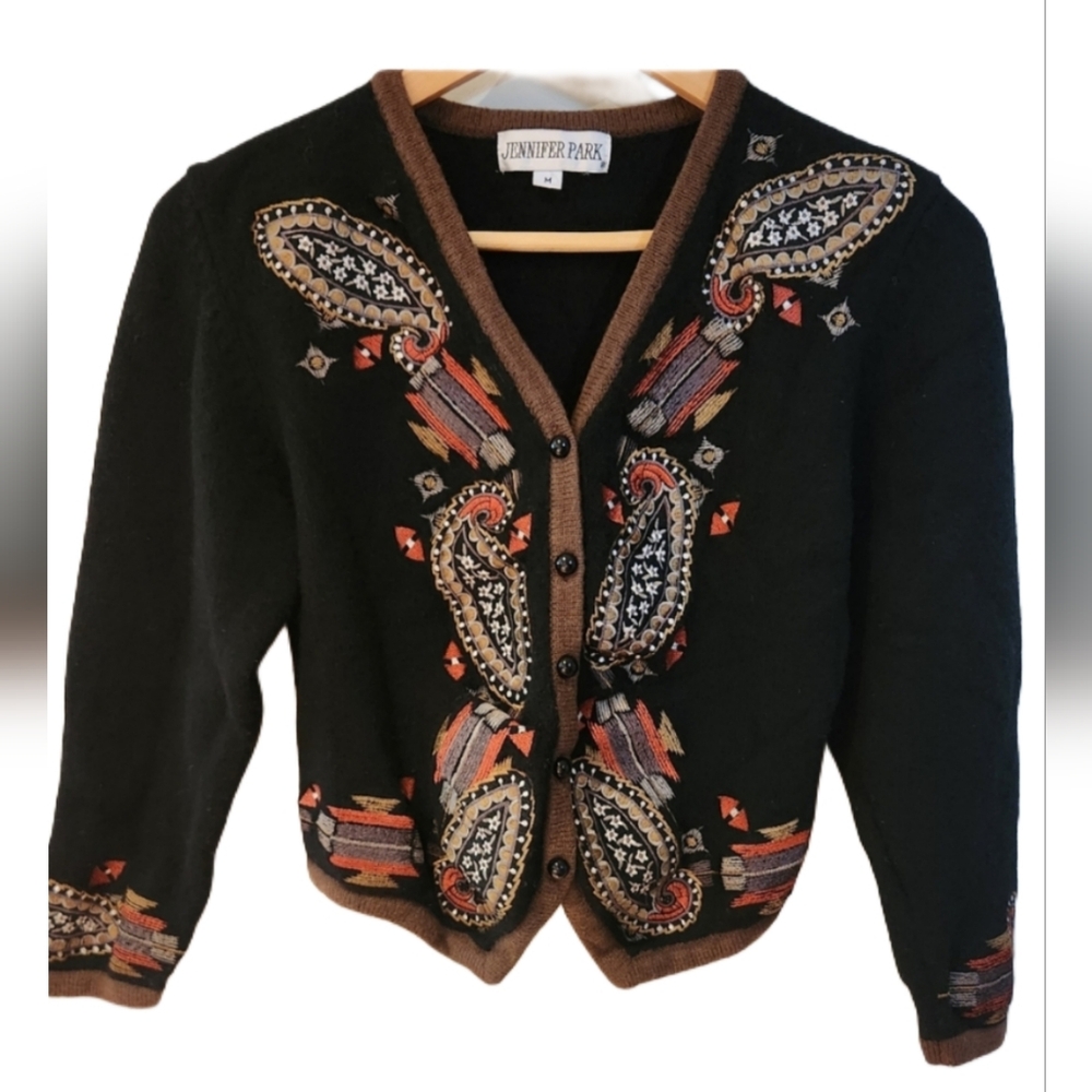 Funktional Jennifer Park NY "Grandma Grunge" Pure Wool Embroidered Sweater